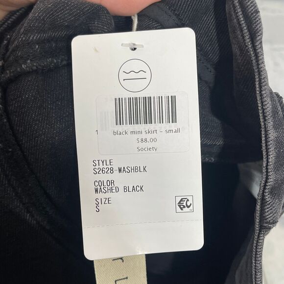 Saltwater Luxe Mini Skirt Women Small Washed Black Denim Button Fly Academia Y2K - Picture 4 of 10